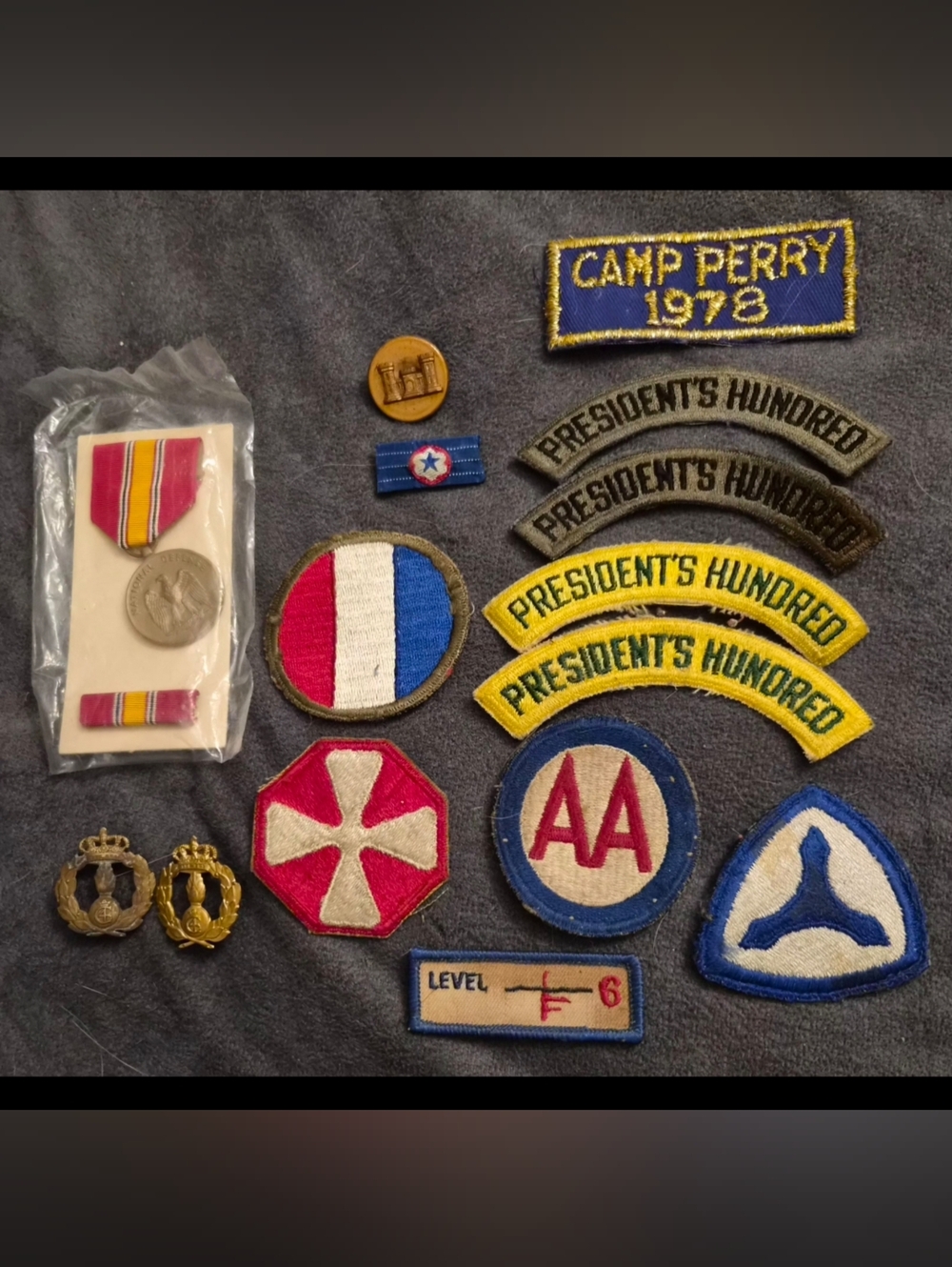 Vintage Miltary Patches Chest Lapel Pins National Defense Medal Camp Perry 1978
